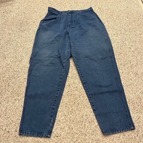 Britannia Women's Barrel Leg Jeans Sz 16 Medium Wash High Waist Denim - Picture 1 of 8